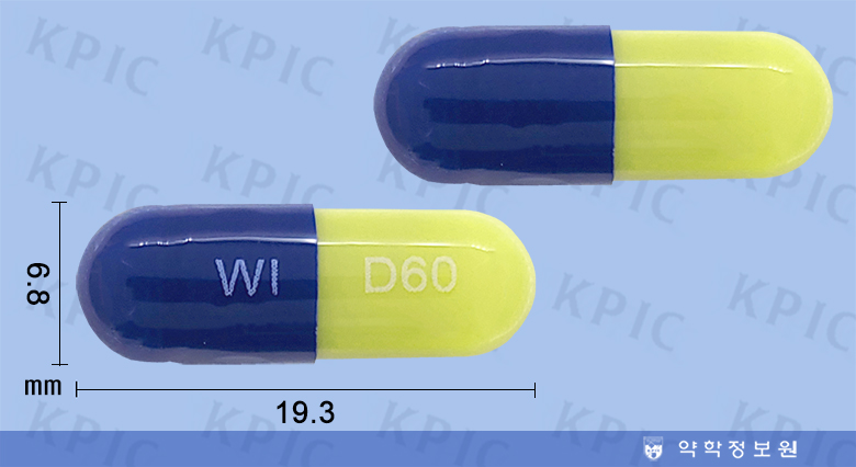 듀로셉톨캡슐60mg의 약품 형태 사진