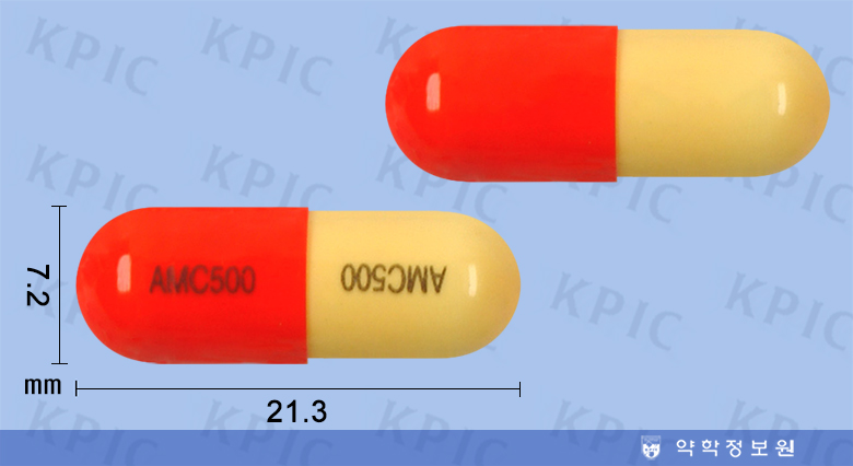 파마아목시실린캡슐의 약품 형태 사진